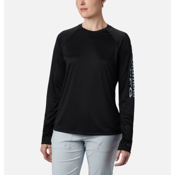Columbia Ženske Majice S Kapuljačom - PFG Tidal II Long Sleeve Crne Sive | VAZN-01269